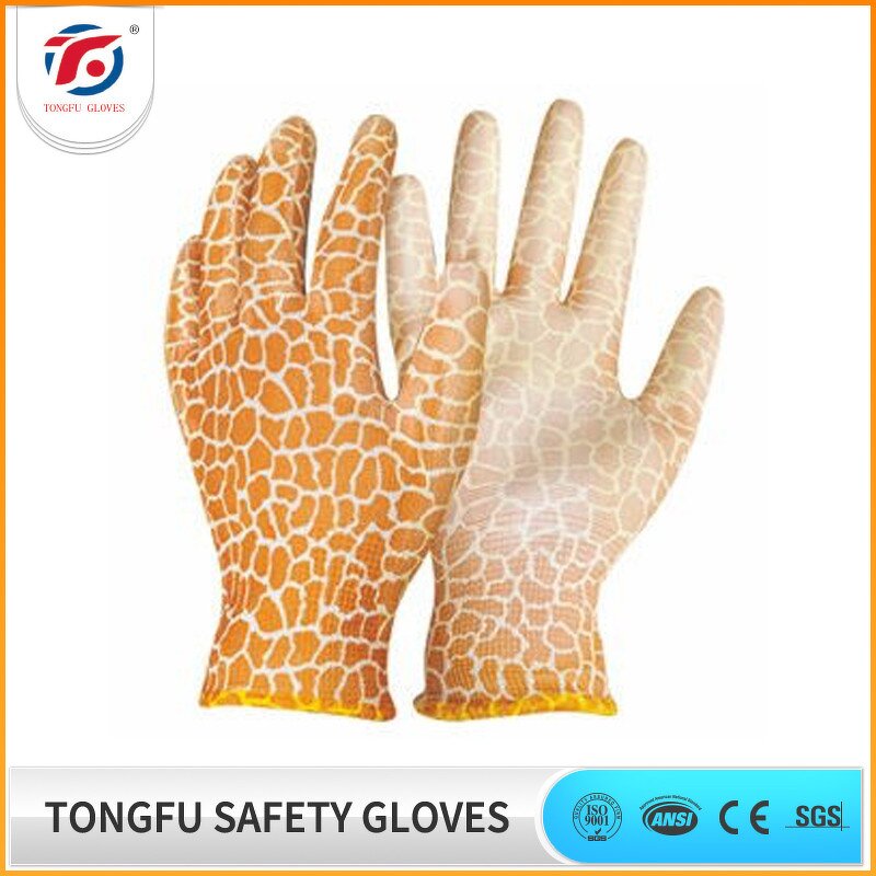 Colorful PU Coated Gloves Manufacturer - OEM/ODM Custom Hot Sale Colorful Flower PU Coated Garden Gloves