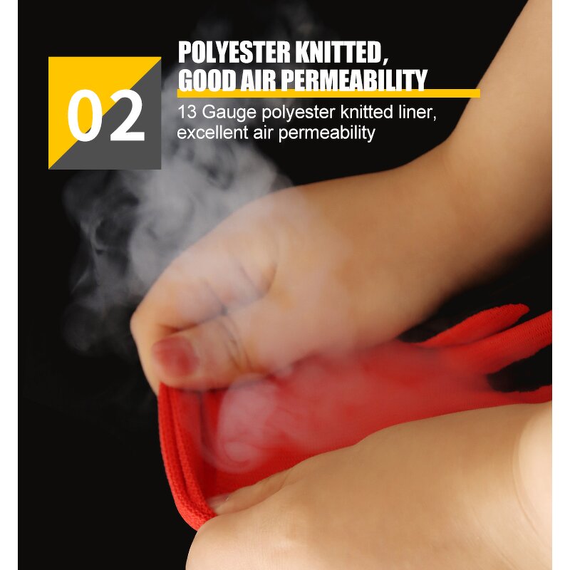 Safety Glove Latex Wrinkle Gloves Manufacturer - OEM/ODM Custom 13 Gauge Red Nylon Black Latex Coated Gloves