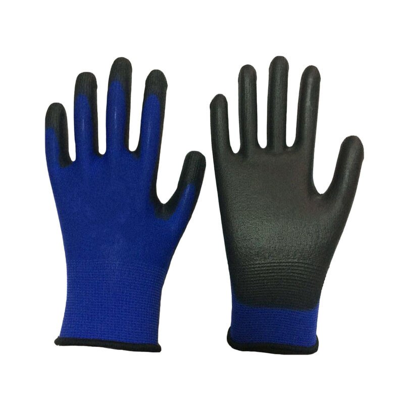 Black Blue PU Coated Glove Manufacturer - OEM/ODM Custom Black Blue PU Coated Glove with EN 388