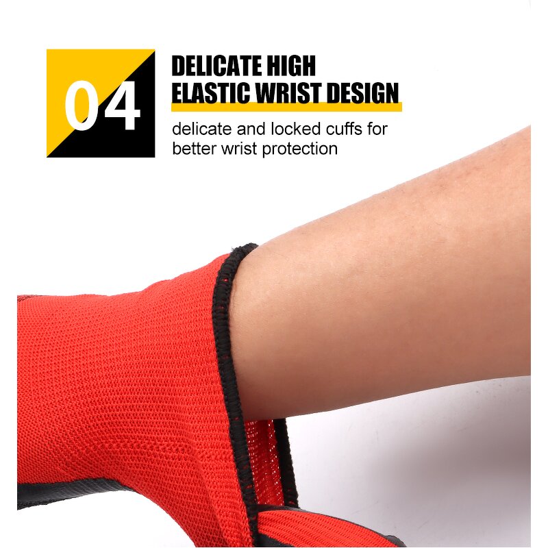 Safety Glove Latex Wrinkle Gloves Manufacturer - OEM/ODM Custom 13 Gauge Red Nylon Black Latex Coated Gloves