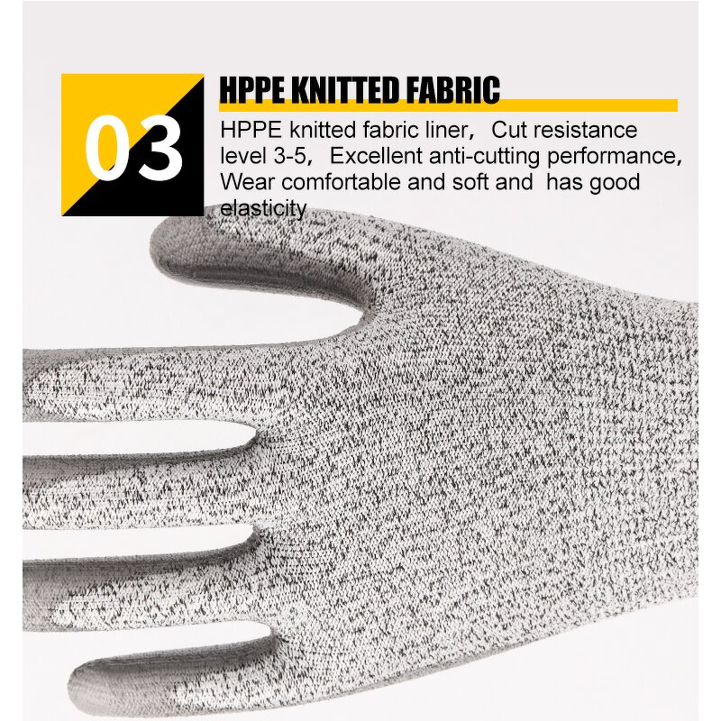 Cut-protection Work Safety Gloves Manufacturer - OEM/ODM Custom HPPE PU Coated Anti-cut Level 5 Gloves