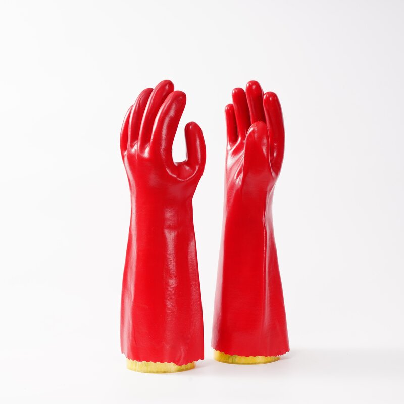 Long Sleeved PVC Glove Factory - OEM/ODM Custom Wholesale Long Sleeved Red PVC Glove Acid Oil Resistant