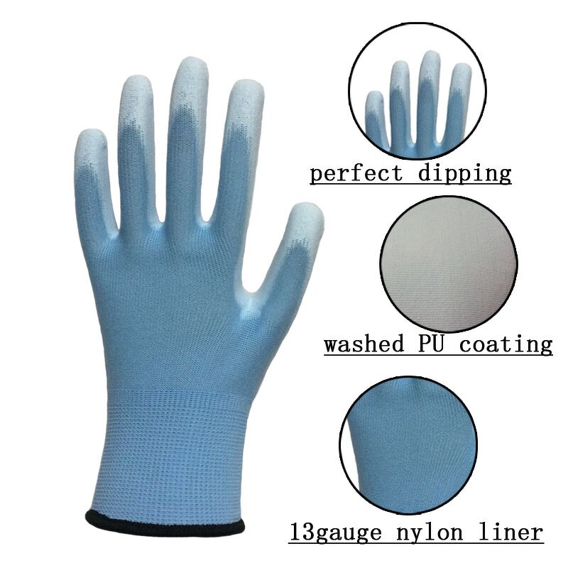 PU Coated Work Gloves Factory - OEM/ODM Custom 13 Gauge Polyester Grey PU Coated Antistatic Gloves