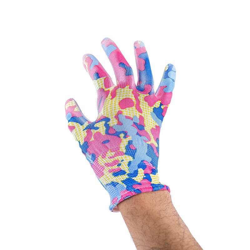 Custom Printed PU Coated Gloves Factory - Colorful Garden Gloves for Women