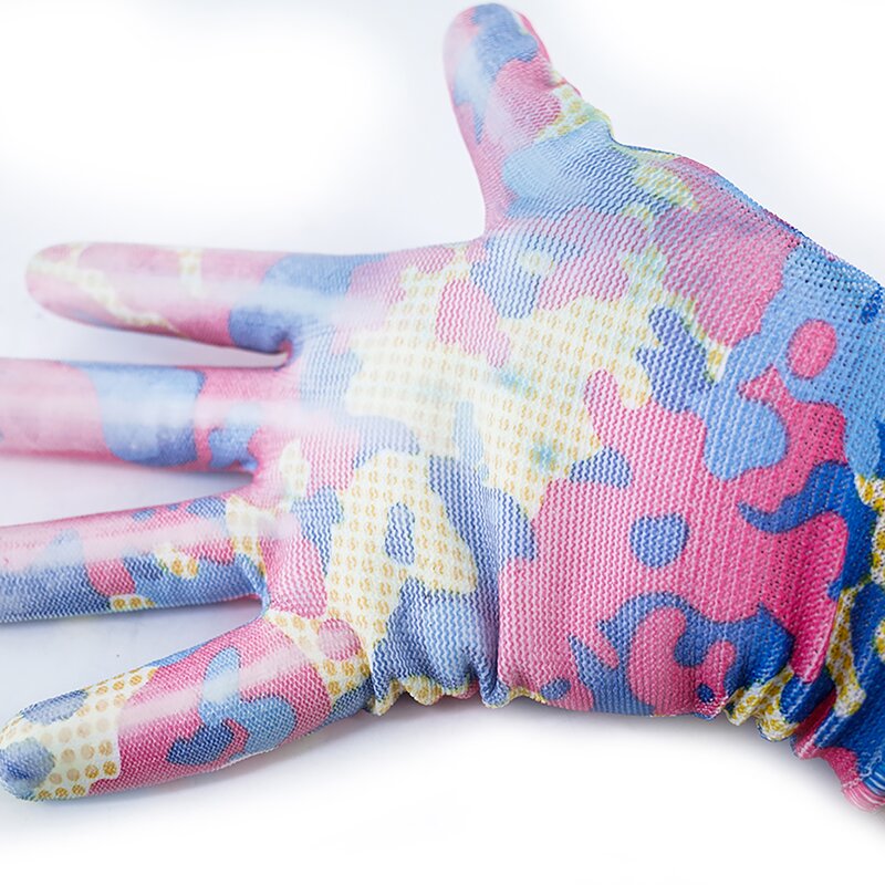 Custom Printed PU Coated Gloves Factory - Colorful Garden Gloves for Women