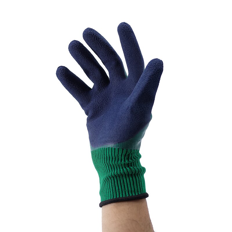 Latex Coated Glove Manufacturer - Dark Blue Double Coating Foam Finish Industrial