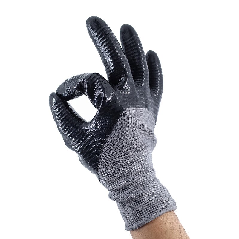 Nitrile Coated Gloves Factory - Grey Polyester Three Quarter Coating Industrial