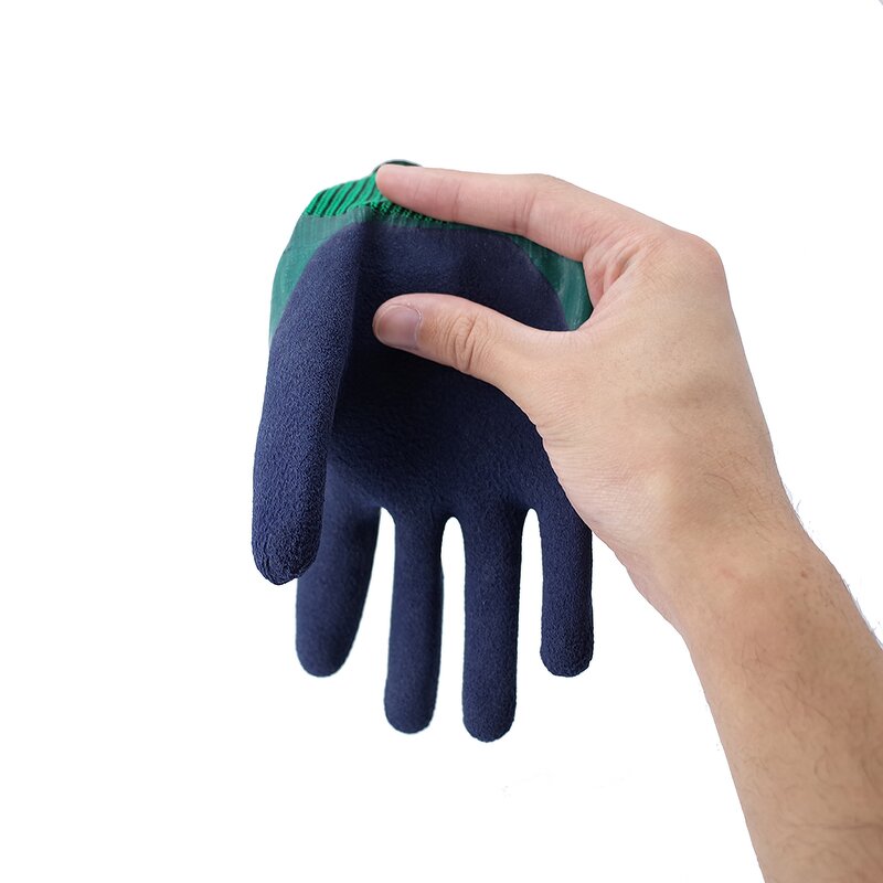 Latex Coated Glove Manufacturer - Dark Blue Double Coating Foam Finish Industrial