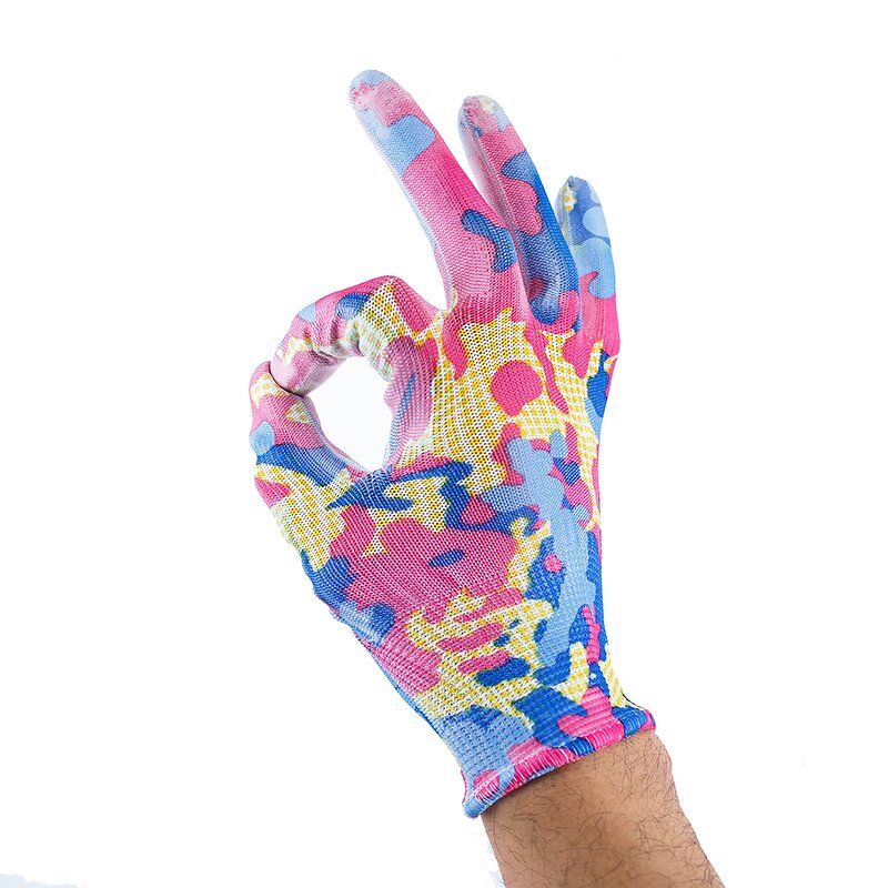 Custom Printed PU Coated Gloves Factory - Colorful Garden Gloves for Women