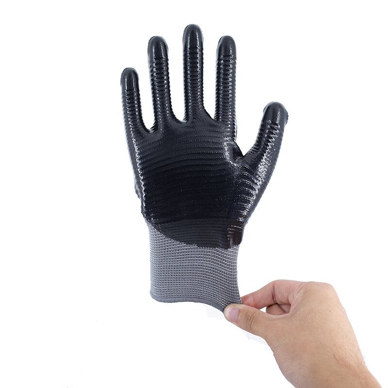 Nitrile Coated Gloves Factory - Grey Polyester Three Quarter Coating Industrial