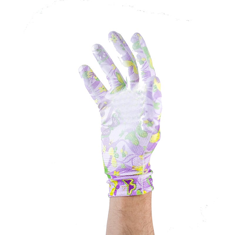 Printed PU Coated Gloves for Women Manufacturer - 13 Gauge Polyester Lining