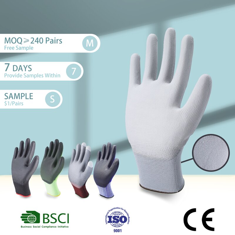 PU Coated Work Gloves Manufacturer - Black Breathable Heavy Duty CE Protection