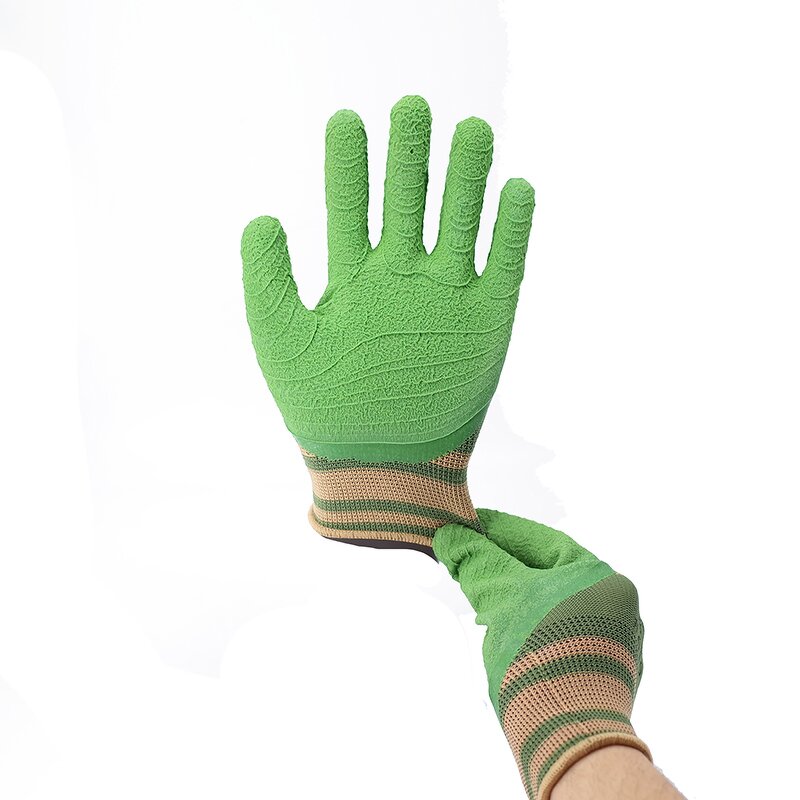 Latex Foam Coated Work Gloves Factory - Green Three Quarters Coated Gloves