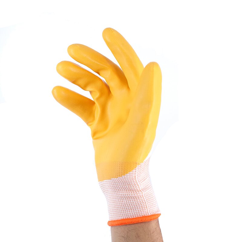 Latex Coated Gloves Factory - Anti-Slip Polyester Yellow Latex Finish Work Gloves