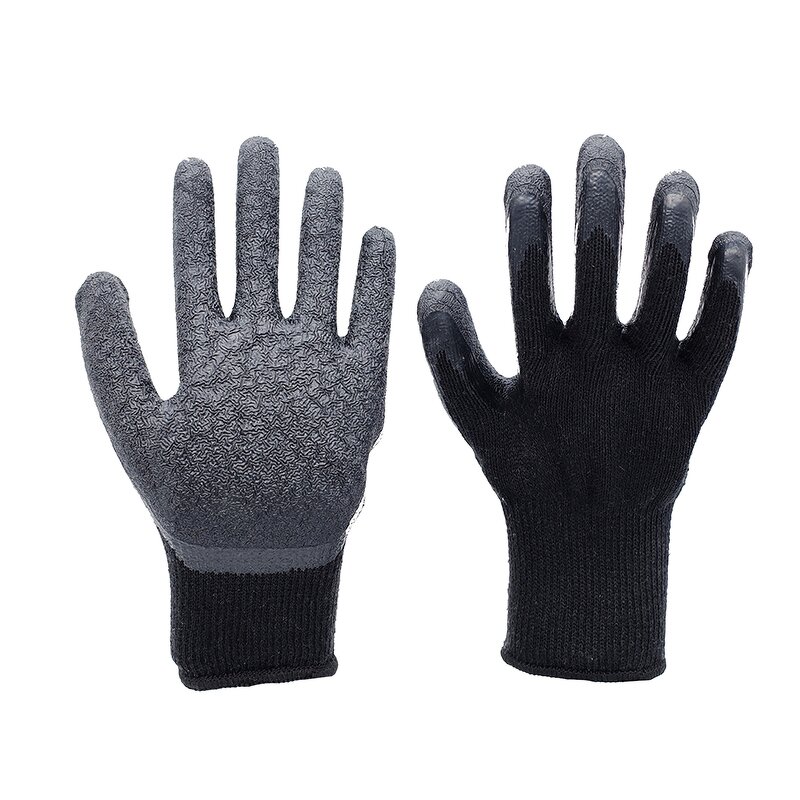 Cotton Latex Work Gloves Manufacturer - 10G Crinkle Finish for Hard Construction