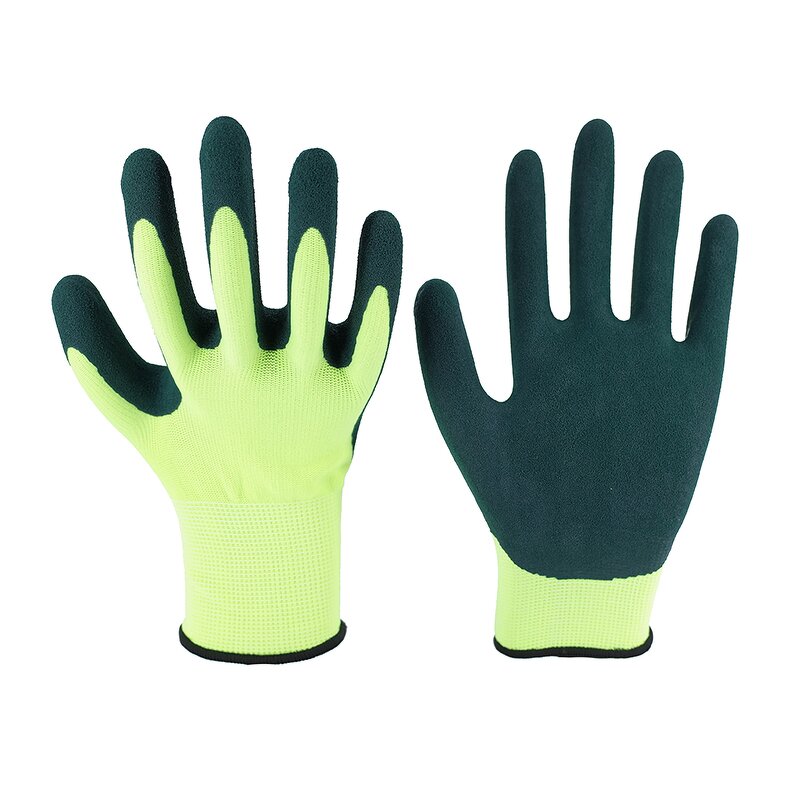 Latex Coated Safety Gloves Factory - Black Latex Sandy Finish Industrial Gloves