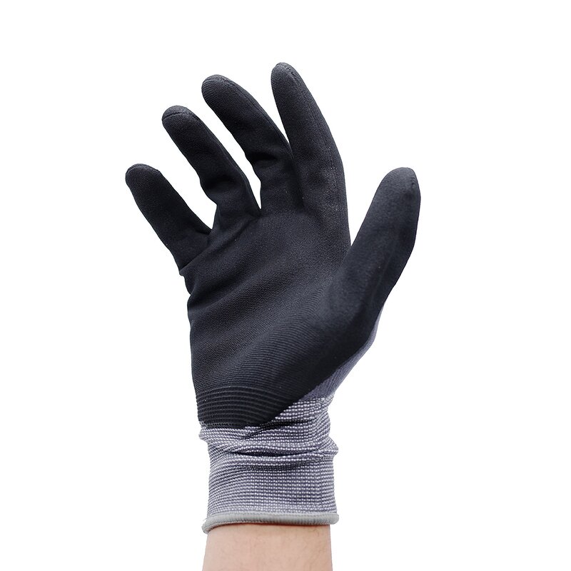 Nitrile Foam Coated Gloves Factory - Black Foam Finish Palm Coated Work Gloves