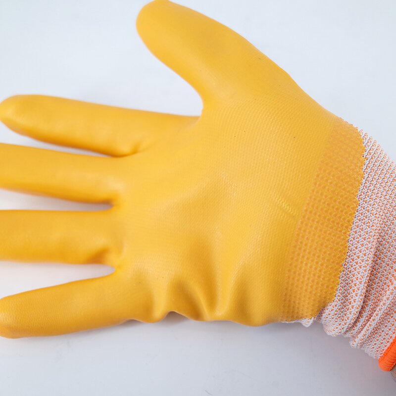 Latex Coated Gloves Factory - Anti-Slip Polyester Yellow Latex Finish Work Gloves