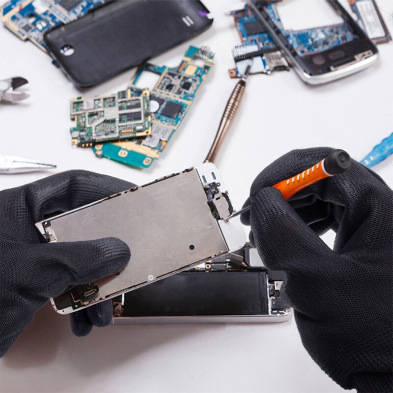 PU Coated Construction Gloves Manufacturer - Black Breathable CE Protection Work