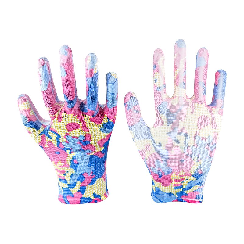 Custom Printed PU Coated Gloves Factory - Colorful Garden Gloves for Women