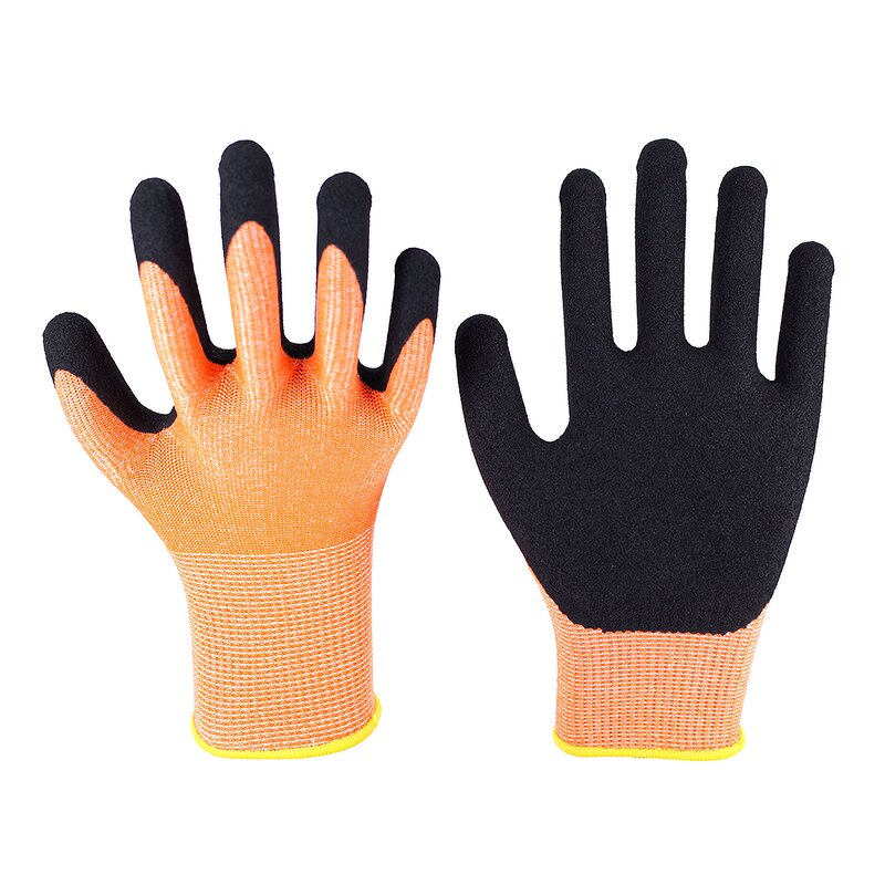 Nitrile Coated Work Gloves Factory - Black Nitrile Sandy Finish Safety Gloves
