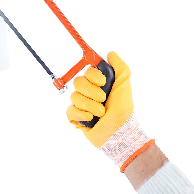 Latex Coated Gloves Factory - Anti-Slip Polyester Yellow Latex Finish Work Gloves