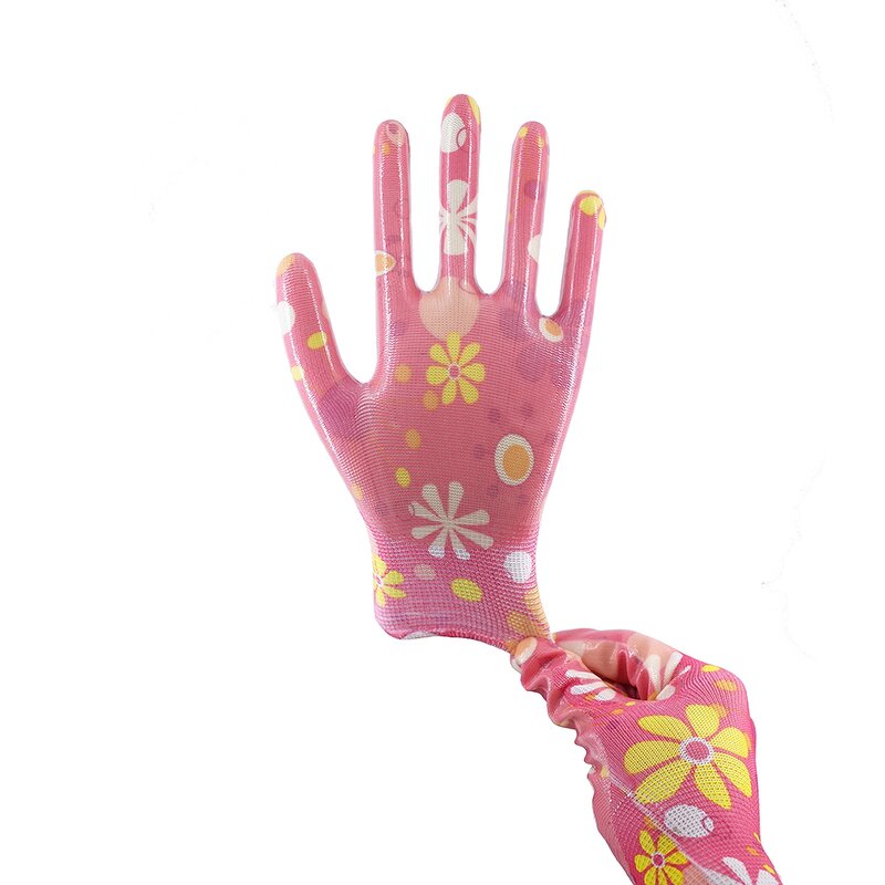 Printed Nitrile Coated Gloves Supplier - for Gardening Woman Farming Construction
