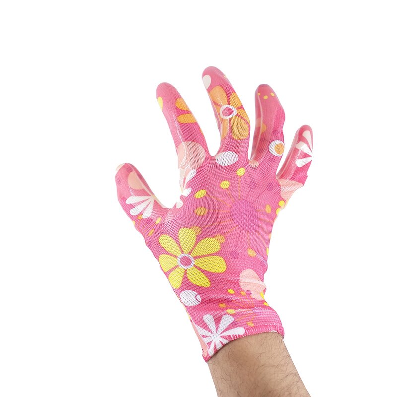 Printed Nitrile Coated Gloves Supplier - for Gardening Woman Farming Construction
