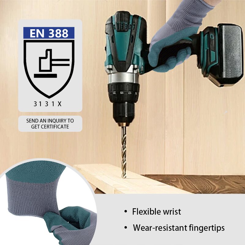 Latex Coated Gloves Manufacturer - Dark Green Gloves for Summer Industrial Work