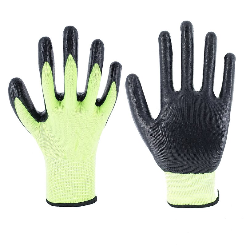 Nitrile Coated Safety Gloves Factory - Green Polyester Black Finish Oil Resistance
