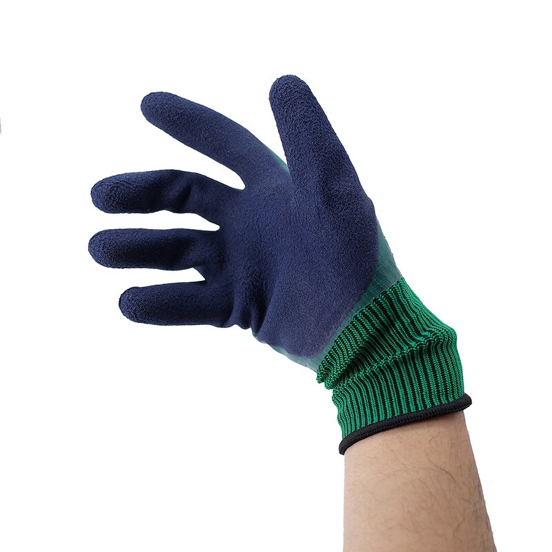 Latex Coated Glove Manufacturer - Dark Blue Double Coating Foam Finish Industrial