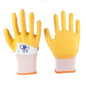 Latex Coated Gloves Factory - Anti-Slip Polyester Yellow Latex Finish Work Gloves