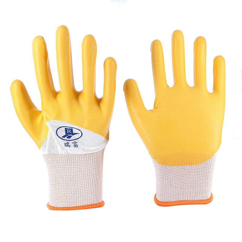 Latex Coated Gloves Factory - Anti-Slip Polyester Yellow Latex Finish Work Gloves