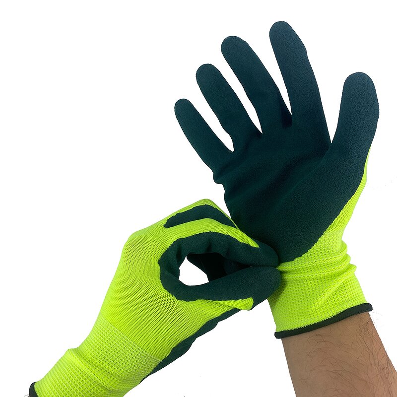 Latex Coated Safety Gloves Factory - Black Latex Sandy Finish Industrial Gloves