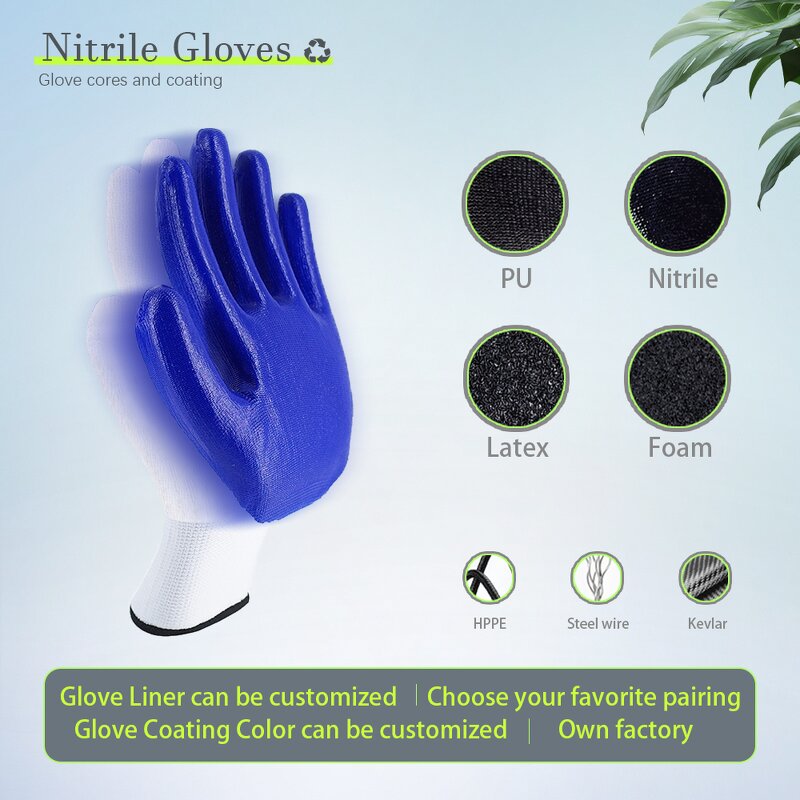 Nitrile Coated Safety Gloves Factory - Nylon Lining Non-Slip Oil-Proof Exam Gloves