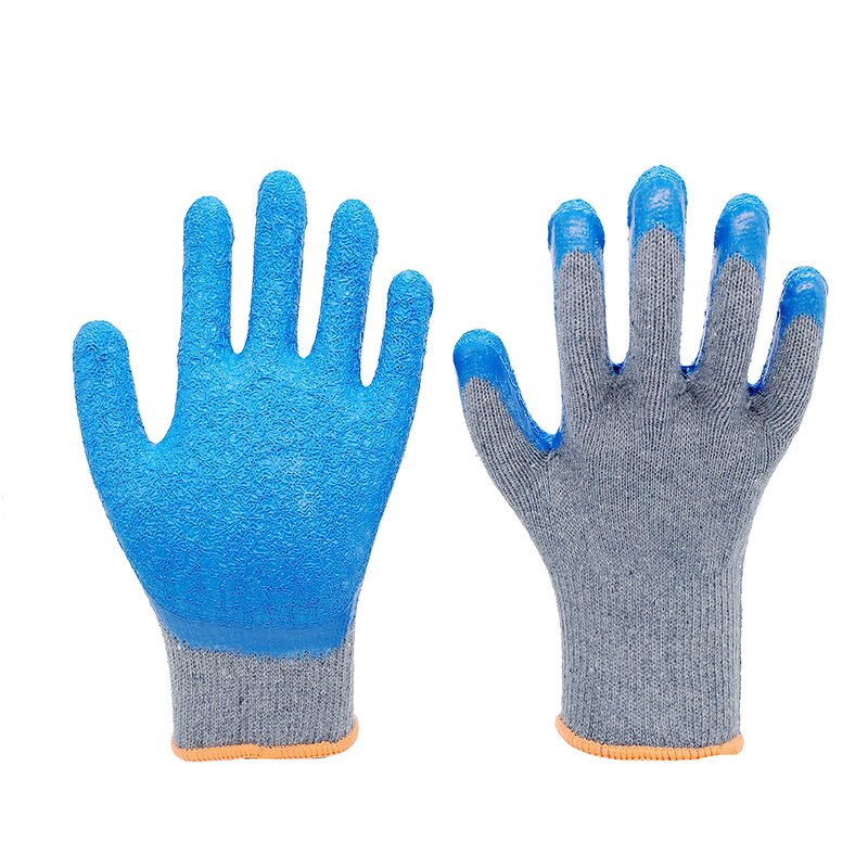 Cotton Latex Work Gloves Manufacturer - 10G Crinkle Finish for Hard Construction