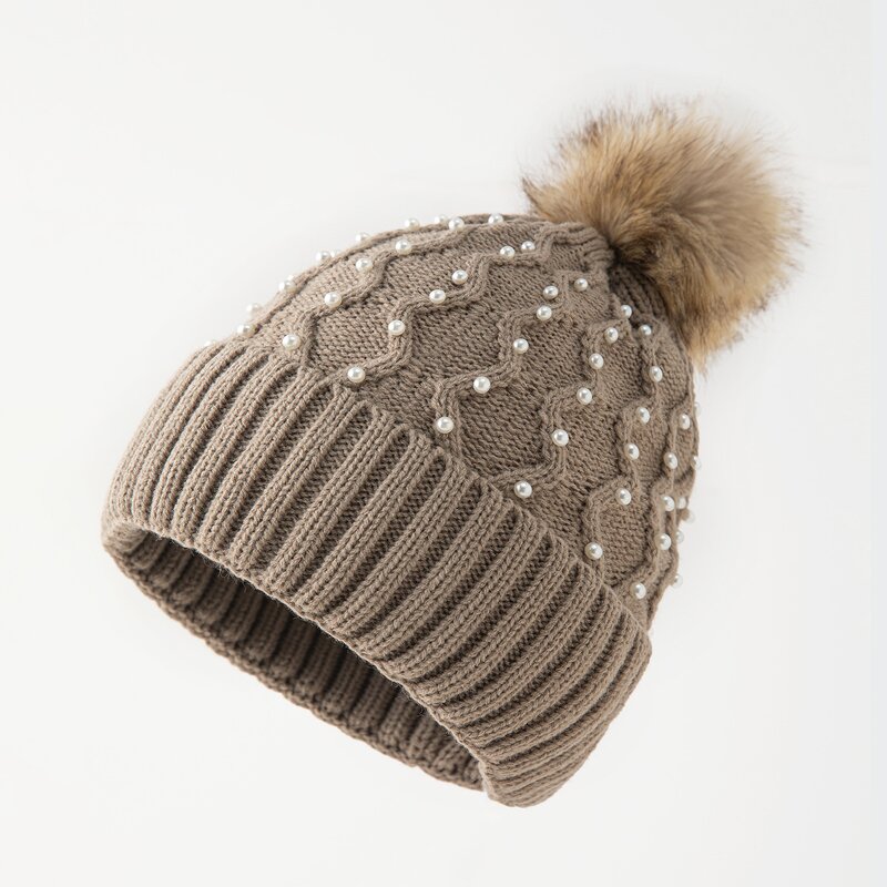 Knitted Beanie Supplier - Thick Slouchy Snow Knit Ski Cap with Pompom