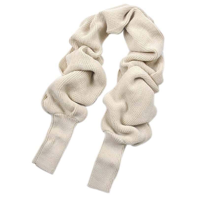 Scarf Factory - Winter Warm Knitted Long Thick Shawl with Sleeve Wrap