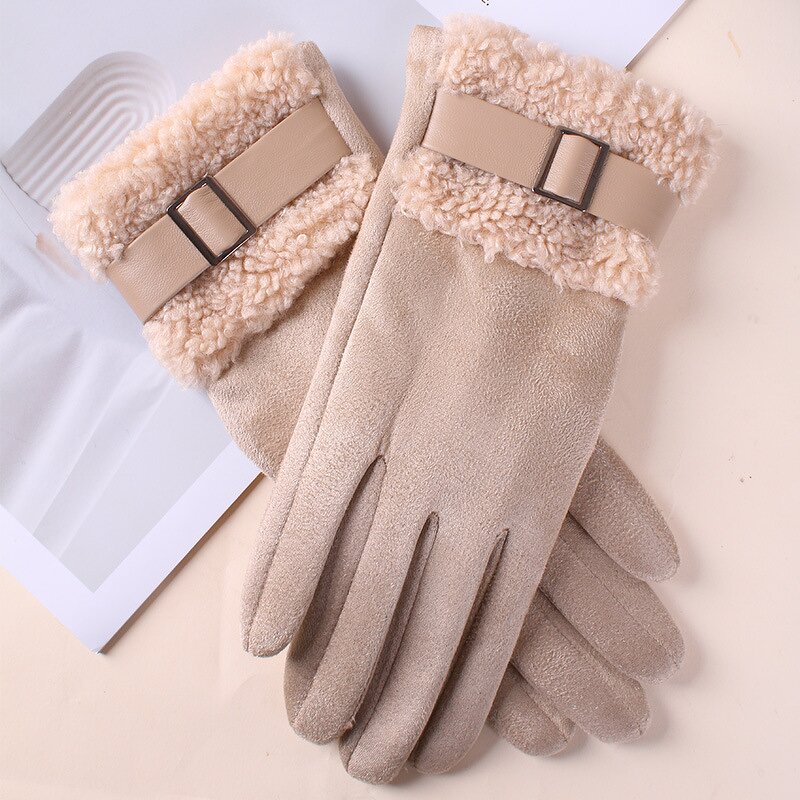 Cycling Gloves Manufacturer - Winter Suede Fur Cuffs Fleece Windproof Gloves