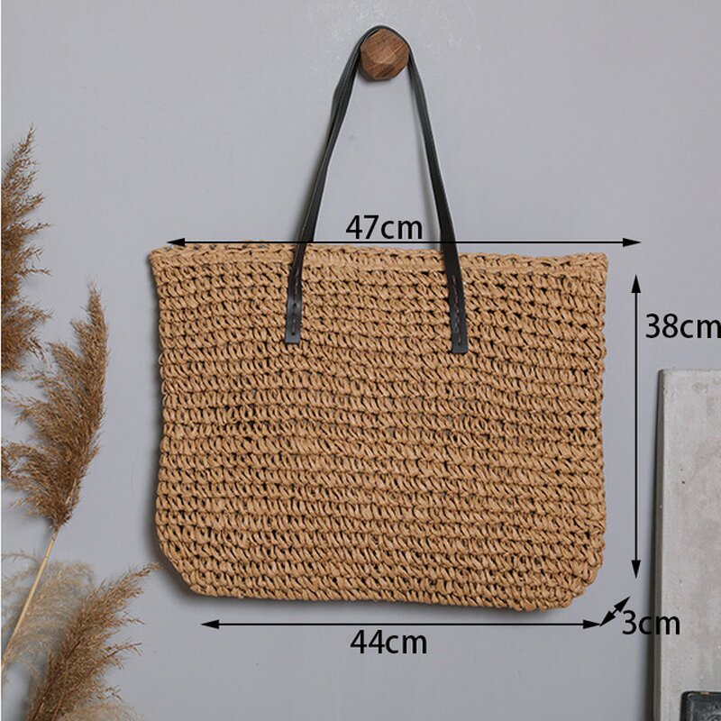 Tote Bag Factory - Women Straw Woven Large Beach Weaving Shoulder Bag