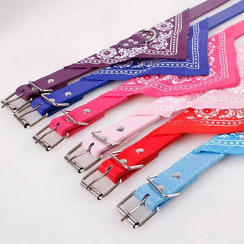 Dog Bandana Factory - Adjustable Leather Printed Soft Collar Neckerchief
