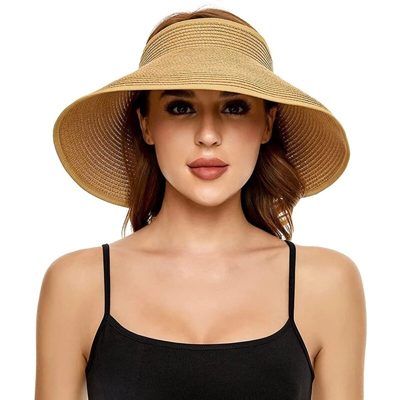 Sun Visor Manufacturer - Summer Roll up Foldable Wide Brim Straw Visor