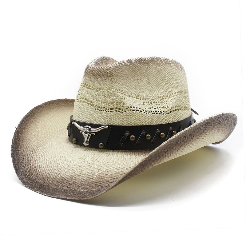 Straw Hat Supplier - Unisex Wide Brim Western Straw Cowboy Cowgirl Hat