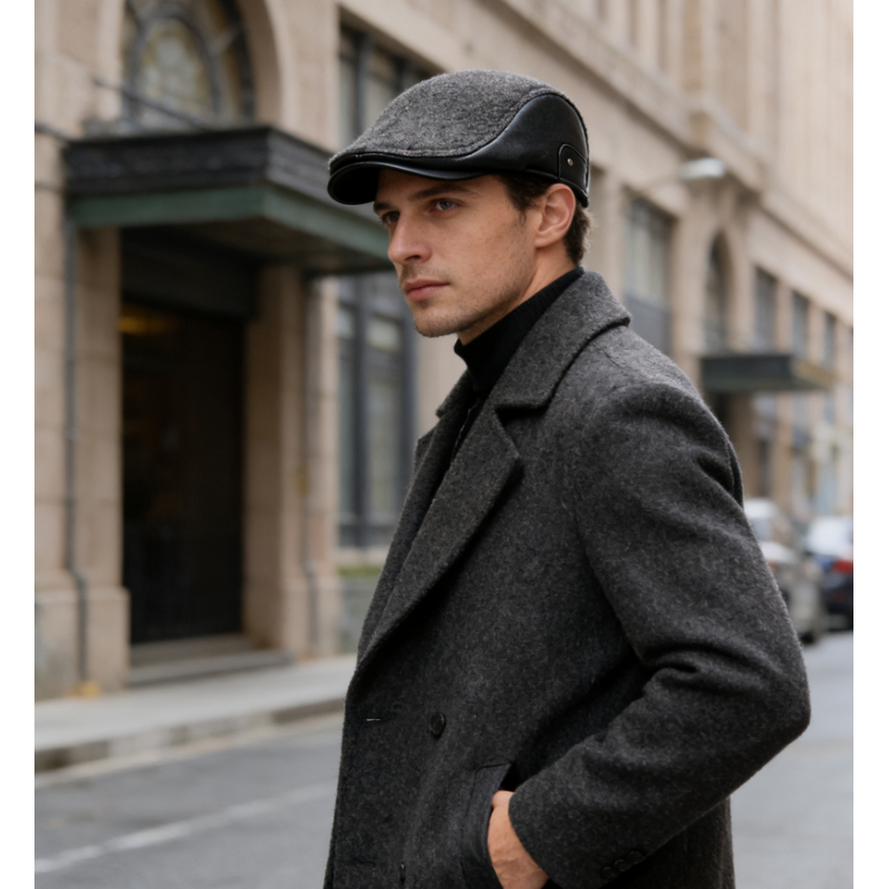 Flat Cap Manufacturer - Men Winter Driving Cap with Ear Flaps Warm Tweed