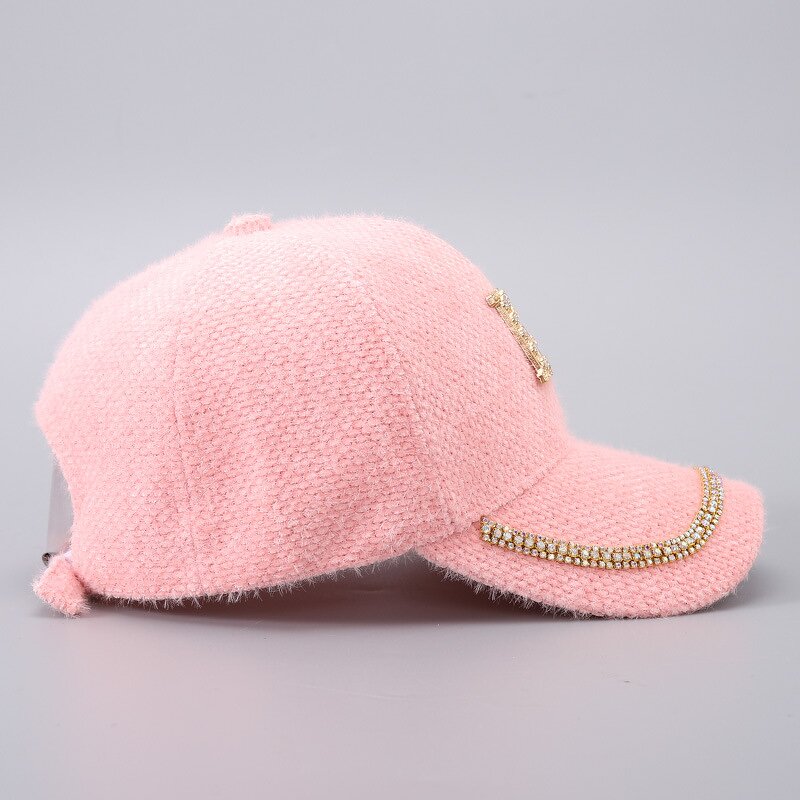 Baseball Cap Manufacturer - Fashion Mink Fur Rhinestone D Letter Hat