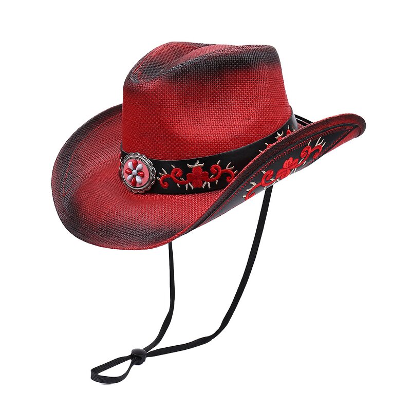 Cowboy Hat Factory - Curled Design Gradient Straw Sombrero Western Hat