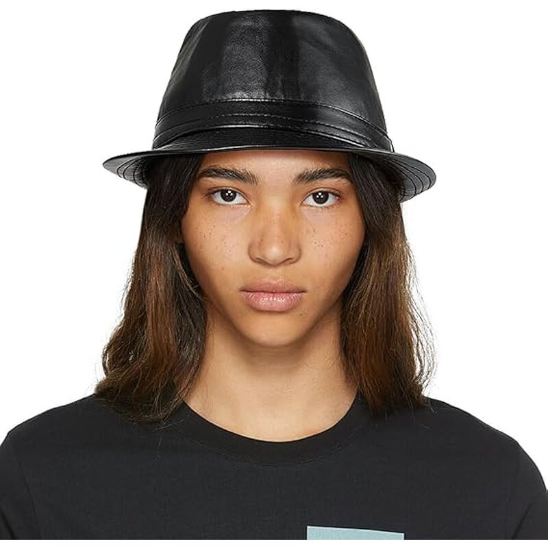 Fedora Hat Supplier - Vintage Bowler Hat Short Brim PU Leather Jazz