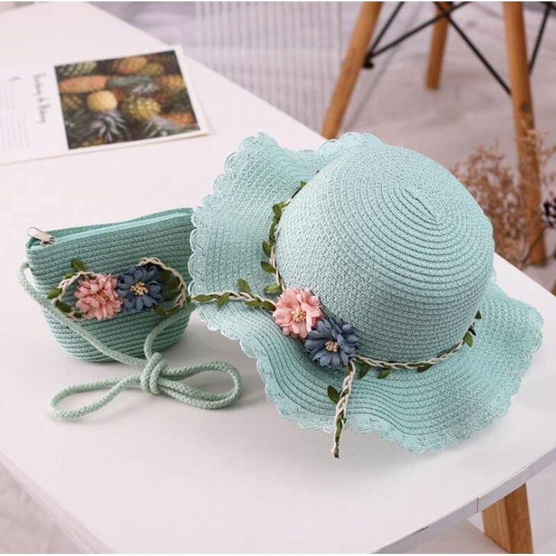 Sun Hat Set Supplier - Summer Babygirl Straw Hat Tassel Flower Set