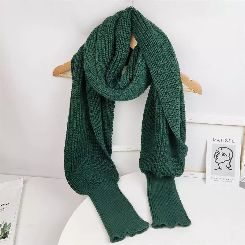 Scarf Factory - Winter Warm Knitted Long Thick Shawl with Sleeve Wrap