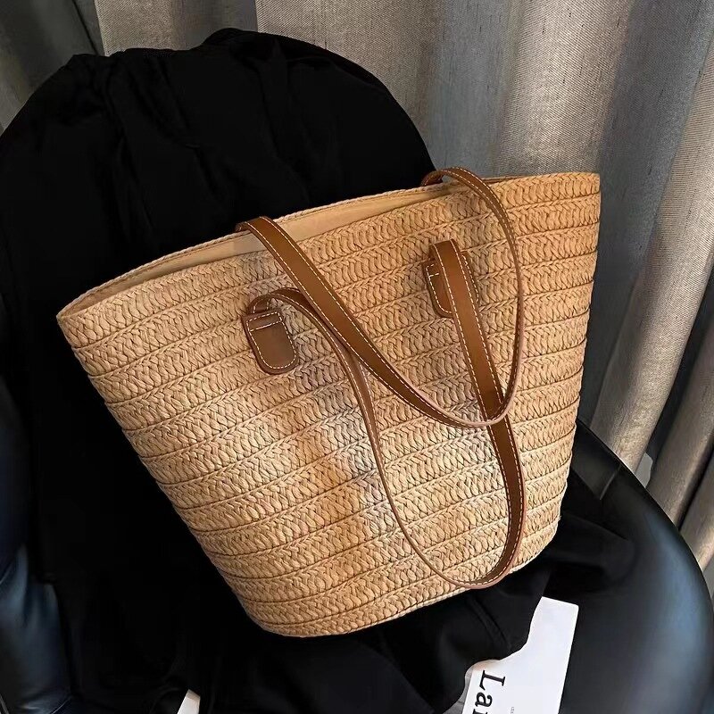 Straw Bag Manufacturer - Large Capacity Beach Shopping Woven Shoulder Bag
